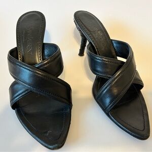 Yves Saint Laurent Rive Gauche Black Strappy Sandal Heels - EU 38- US 7.5-8
